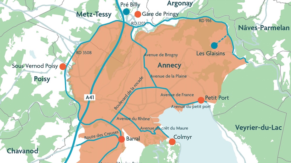Carte du périmètre de la ZFE Annecy