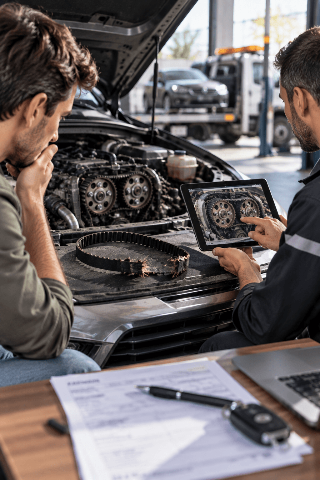 Et si le diagnostic n’est pas encore totalement certain après une panne de distribution ? Il est tout de même possible de présenter le dossier à Delivauto sans attendre un démontage complet du moteur. Dans de nombreux cas, le propriétaire connaît seulement les premiers éléments donnés par le garage ou le dépanneur : courroie cassée, moteur qui ne démarre plus, soupapes potentiellement touchées, culasse à contrôler, moteur annoncé HS ou simple devis de réparation. Ces informations peuvent déjà permettre une première étude du véhicule.
Il n’est pas nécessaire de connaître immédiatement l’étendue exacte des dégâts internes pour demander une estimation. Une rupture de courroie de distribution peut entraîner des conséquences très différentes selon le moteur, le régime au moment de la casse et les pièces touchées. Parfois, le diagnostic reste volontairement prudent tant que la culasse n’a pas été déposée ou que le moteur n’a pas été ouvert. Dans ce cas, il suffit d’indiquer clairement ce qui est confirmé et ce qui reste à vérifier.
Le propriétaire peut par exemple transmettre des mentions simples comme « courroie cassée », « moteur ne démarre plus », « soupapes touchées », « culasse à contrôler » ou « moteur annoncé HS ». Un devis, un compte rendu du garage, des photos, une facture de diagnostic ou même un échange écrit avec le mécanicien peuvent aussi aider à comprendre la situation. Plus les informations sont précises, plus l’estimation peut être cohérente, mais l’absence de diagnostic définitif n’empêche pas forcément l’étude du dossier.
Delivauto peut ainsi analyser une voiture avec distribution HS, moteur endommagé, moteur cassé ou panne encore en cours de diagnostic. L’estimation tient compte de la marque, du modèle, de l’année, du kilométrage, de l’état général, du contrôle technique, de la carrosserie, du devis disponible, de la localisation et de l’accessibilité du véhicule. Si la reprise est possible, une offre peut être envisagée même lorsque le moteur n’a pas encore été entièrement démonté ou expertisé.
Cette solution évite parfois d’engager des frais supplémentaires uniquement pour obtenir un diagnostic plus poussé avant la vente. Lorsque le véhicule est déjà immobilisé, non roulant, sans contrôle technique ou avec un devis élevé, il peut être plus utile de comparer directement sa valeur en l’état avec le coût d’un démontage ou d’une réparation complémentaire.