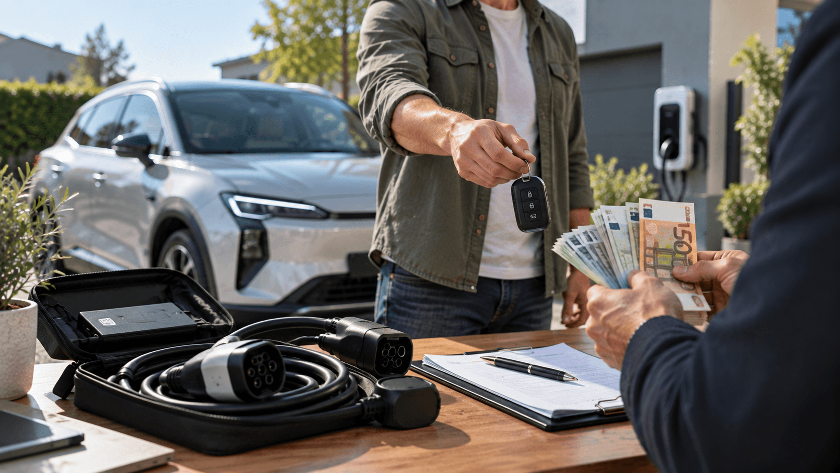 Vous vendez un véhicule électrique d’occasion ? La présence d’un kit de recharge complet, compatible et en bon état peut devenir un véritable argument au moment de l’estimation ou de la vente. Câble Type 2 pour les bornes publiques, câble de recharge occasionnelle sur prise domestique lorsqu’il était fourni ou acheté avec le véhicule, adaptateurs compatibles et accessoires d’origine peuvent rassurer l’acheteur et rendre la voiture immédiatement utilisable. Sur le marché de l’occasion électrique, les câbles font d’ailleurs partie des équipements qu’il est recommandé de contrôler avant l’achat. Un câble manquant ou endommagé ne fait pas perdre automatiquement une somme fixe à la voiture, mais l’acheteur devra éventuellement racheter l’équipement après la vente. Cette dépense supplémentaire peut devenir un argument de négociation. À l’inverse, remettre avec le véhicule un kit propre, fonctionnel, adapté à la puissance de recharge et accompagné si possible de ses références ou de sa facture permet de présenter une voiture plus complète. L’état des connecteurs, des broches et de la gaine doit également être vérifié : un câble craquelé, coupé ou présentant des traces d’échauffement ne constitue pas un avantage. Pour autant, le kit de recharge reste seulement l’un des critères d’une estimation. Sur une Tesla Model 3 ou Model Y, une Renault Zoé ou 5 E-Tech, une Peugeot e-208, une Dacia Spring, une Citroën ë-C3, une MG4, une Hyundai Kona électrique ou tout autre véhicule électrique, la valeur dépend surtout du modèle, de l’année, du kilométrage, de l’état de santé de la batterie, de l’autonomie, de la garantie restante, de la carrosserie, de l’historique et de la demande du marché. Depuis 2026, l’état de santé de la batterie prend d’ailleurs une place croissante dans l’évaluation des voitures électriques d’occasion. Avant de vendre, il est donc utile de réunir tout ce qui accompagne la voiture : câbles de recharge, adaptateurs, clés, factures, carnet ou historique d’entretien, justificatifs de garantie et informations sur la batterie. Cette présentation plus complète facilite l’analyse du dossier et évite qu’un équipement manquant soit découvert au dernier moment. Il n’est toutefois pas nécessaire d’acheter à prix élevé un nouveau kit uniquement dans l’espoir d’augmenter automatiquement la reprise : le gain éventuel doit toujours être comparé au coût de l’équipement. Delivauto peut étudier la reprise d’une voiture électrique d’occasion dans son état réel, qu’elle soit complète ou qu’il lui manque certains accessoires, roulante, fortement kilométrée, accidentée, immobilisée, avec défaut de recharge, problème électronique, batterie fatiguée ou carrosserie endommagée selon le dossier. Lors de l’estimation, indiquez simplement les câbles et équipements disponibles. Ils seront étudiés avec la batterie, le kilométrage, l’état général et le marché actuel afin de déterminer une valeur de reprise cohérente.